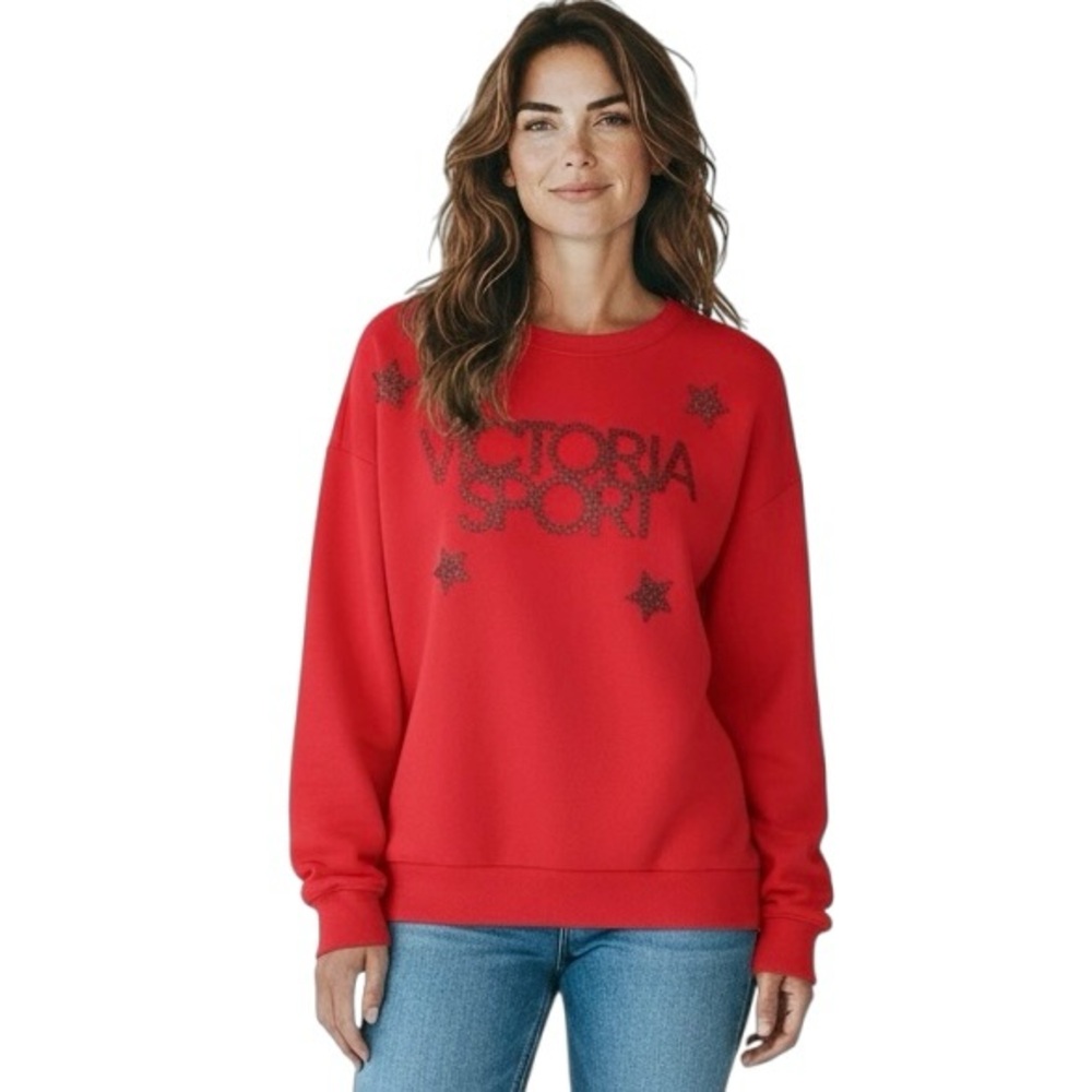 Victoria's Secret Sport Sweatshirt Pullover Fleece Size Small Red Star Logo